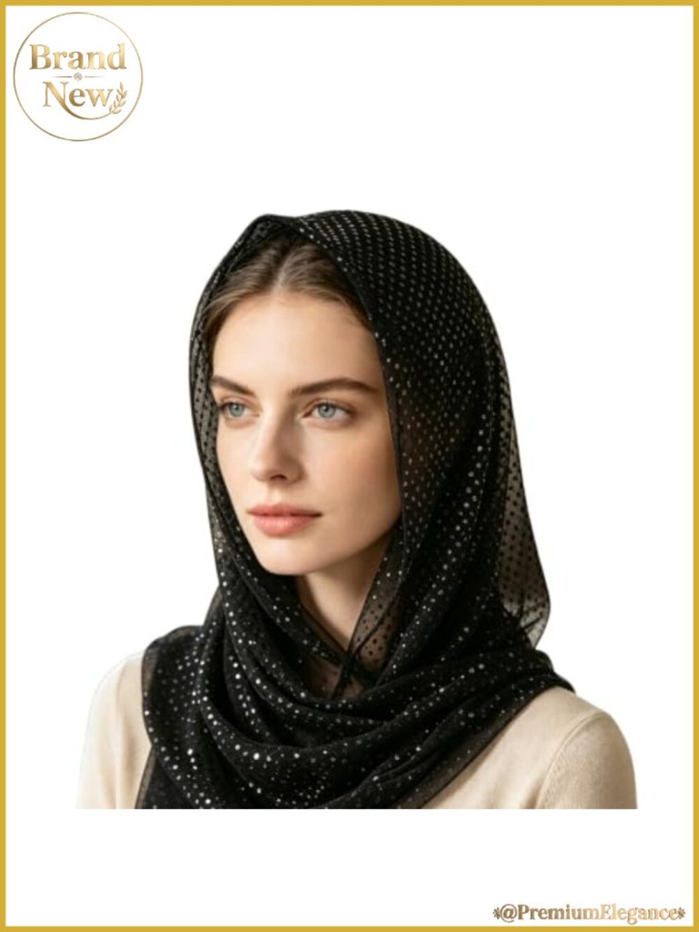 Sequin Hood Scarf Lightweight Polyester Head Wrap Shawl